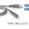 Image de Câble Force Power Ultra-Renforcé USB A vers Lightning 1,2 m Gris