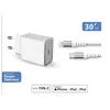 Image de Force Power Lite - Adaptateur secteur - avec câble USB-C vers Lightning, 100% plastique recyclé - 30 watt - 3 A - PD (USB-C) - Certifié MFI - blanc