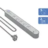 Image de Parafoudre 5 prises Force Power avec USB A+C 1,5 m Gris et Blanc