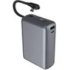 Image de Force Power - Banque d'alimentation - câble intégré, garantie à vie - 20000 mAh - 40 watt - 3 A - PD, QC - 3 connecteurs de sortie (24 broches USB-C (mâle), USB-C, USB) - gris sidéral