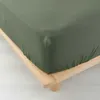 Image de Drap Housse Double Gaze De Coton Vert Kaki 140x190cm