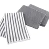 Image de 3 torchons 40 x 40 cm microfibre cuistot 2 unis/1 raye Anthracite