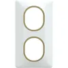 Image de Schneider Plaque de finition 2 postes Schneider Electric Ovalis S320724D coloris blanc avec liseré laiton l.87 x P.10 x H.158 mm