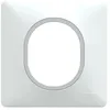 Image de Plaque de finition 1 poste Schneider Electric Ovalis S320702F coloris blanc avec liserÃ© argent chromÃ© l.87 x P.10 x H.87 mm