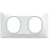 Image de Plaque de finition 2 postes Schneider Electric Ovalis S320704F coloris blanc avec liserÃ© argent chromÃ© l.158 x P.10 x H.87 mm