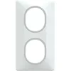 Image de Schneider Plaque de finition 2 postes Schneider Electric Ovalis S320724F coloris blanc avec liseré argent chromé l.87 x P.10 x H.158 mm