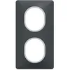 Image de Schneider Plaque de finition 2 postes Schneider Electric Ovalis S340724G coloris anthracite avec liseré argent chromé l.87 x P.10 x H.158 mm