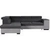 Image de CanapÃ© d'angle gauche convertible + coffre 5 places - Tissu gris clair et gris foncÃ© - L 271 x P 220 x H 77 cm - ARMSTRONG
