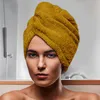 Image de Serviette De Bain Pour La TÃªte En Coton 24x62 Cm Lagune Moutarde, Par Soleil D'ocre