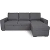 Image de Canapé D'Angle Convertible Réversible Cathy 3 Places - Tissu Gris - L 242 X P 155 X H 85 Cm