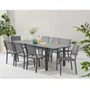 Image de Ensemble Repas De Jardin 6 A 8 Personnes : Table Extensible 180-240 Cm + 2 Fauteuils + 6 Chaises - Gris