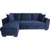 Image de Canapé d'angle Convertible Hamilton 4 Places - Tissu Velours Bleu - L 245 x P 140 x H 86 - Coffre de Rangement