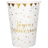 Image de 10 GOBELETS ANNIVERSAIRE BLANC ET OR