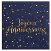 Image de Serviette cocktail anniversaire bleu marine et dorée or (x20) REF/5663