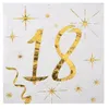 Image de Serviette élégante cocktail pour fête anniversaire 18ans blanche et dorée (x20) REF/6159