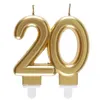 Image de Bougie dorée métallisée 20ans pour décoration gâteau d'anniversaire (x1) REF/6930