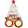 Image de LUNETTES CHAPEAU CARTON ANNIVERSAIRE POIS COLORE 15X22CM
