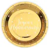Image de 10 ASSIETTES CARTON ANNIVERSAIRE 17.5CM OR