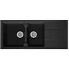 Image de STRADOUR Evier cuisine a encastrer 2 bacs + 1 egouttoir Aloa - Resine - 116 x 50 cm - Noir
