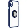 Image de Avizar Coque pour iPhone XR Bi-matière Bague Métallique Support Vidéo Bleu Nuit