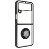 Image de Avizar Coque pour Samsung Galaxy Z Flip 3 Bi-matière Bague Métallique Support Vidéo Noir