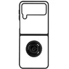 Image de Coque pour Samsung Galaxy Z Flip 4 Bi-matière Bague Métallique Support Vidéo Avizar Noir