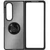 Image de Coque pour Samsung Galaxy Z Fold 4 Bi-matière Bague Métallique Support Vidéo Avizar Noir