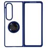 Image de Coque pour Samsung Galaxy Z Fold 4 Bi-matière Bague Métallique Support Vidéo Avizar Bleu