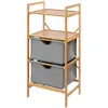 Image de Wenko Etagère De Salle De Bain En Bambou 2 Tiroirs - H. 96 Cm - Gris