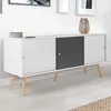 Image de Buffet Effie Scandinave 3 Portes Bois Blanc Et Gris