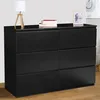Image de IDMarket Commode 6 Tiroirs Tomi Bois Noir