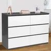 Image de IDMarket Commode 6 Tiroirs Tomi Bois Blanc Et Gris