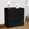 Image de IDMarket Commode 3 Tiroirs Tomi Bois Noir