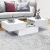 Image de IDMarket Table Basse Coulissante Marta Bois Blanc