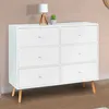 Image de IDMarket Commode 6 Tiroirs Emmie Scandinave Bois Blanc