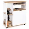 Image de Desserte de cuisine COSI bois blanc et plateaux faÃ§on hÃªtre L.76 CM