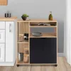 Image de Desserte de cuisine COSI bois faÃ§on hÃªtre et portes noires L.76 CM