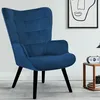 Image de IDMarket Fauteuil Scandinave Ania En Velours Bleu