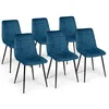 Image de Lot de 6 chaises MILA en velours bleu pour salle Ã  manger