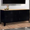 Image de Buffet bas ESTER 3 portes mÃ©tal noir et plateau bois design industriel