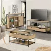 Image de Ensemble Meubles De Salon Buffet, Table Basse Relevable Et Meuble Tv Detroit Design Industriel