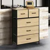 Image de IDMarket Chiffonnier 5 Tiroirs En Tissu Utah 60 Cm Commode Semainier Design Industriel