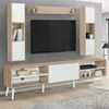 Image de Ensemble Meuble Tv Et ÃtagÃ¨res Houston Bois Et Blanc 180 Cm