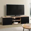 Image de Meuble tv 113 cm eli bois faÃ§on hÃªtre portes noires
