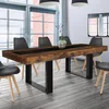 Image de IDMarket Table À Manger Extensible Rectangle Phoenix 6-10 Personnes Bois Effet Vieilli Et Noir Bande Centrale Noire 160-200 Cm
