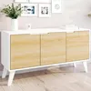 Image de Buffet bas scandinave 113 cm finn blanc 3 portes faÃ§on hÃªtre