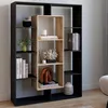 Image de IDMarket Etagère Bibliothèque Colette Avec 11 Compartiments Noir Et Effet Bois H.143 Cm
