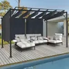 Image de IDMarket Pergola Acier Lames Orientables Avec 4 Stores Gris 3x3 M
