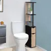 Image de IDMarket Meuble Wc Étagère Bois Willy 2 Portes Noir Et Hêtre