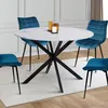 Image de IDMarket Table À Manger Ronde Alix 4-6 Personnes Pied Araignée Métal Noir Et Plateau Effet Marbre Blanc Alaska 110 Cm